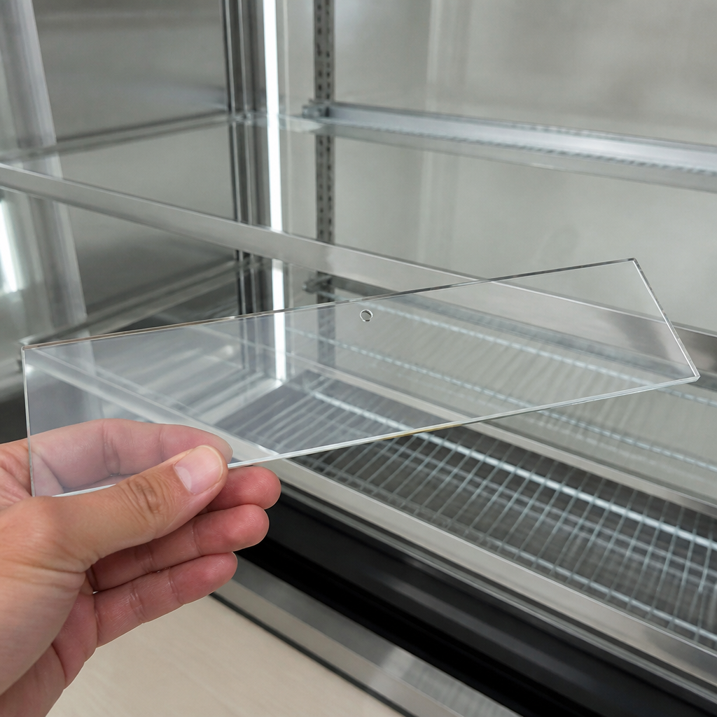 Commercial glass door for food merchandiser 125mm high