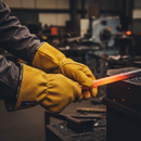 Premium Heat Resistant Leather Gauntlet Gloves - 1.2-1.4mm Split Cowhide, Contact Heat Resistance Up to 100°C