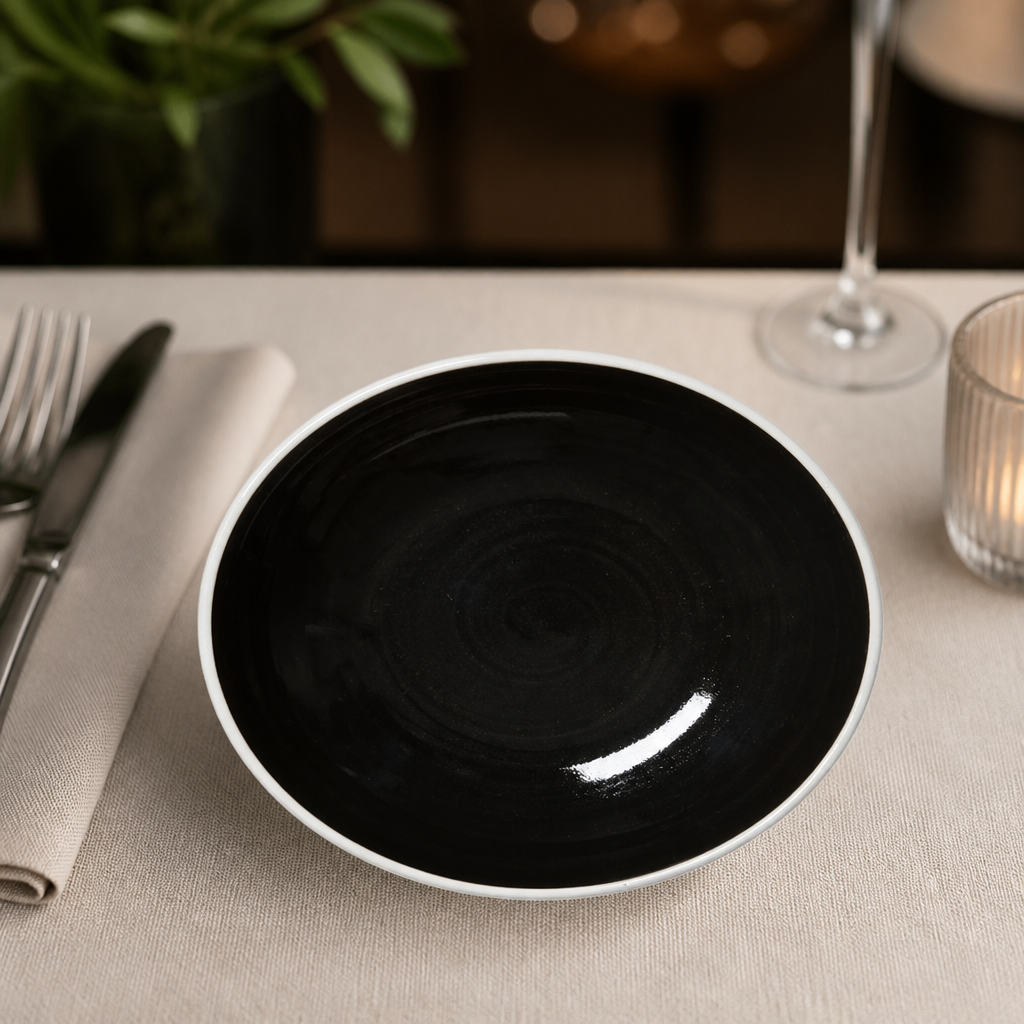 Commercial 175mm black bowls - 12 pack catering crockery