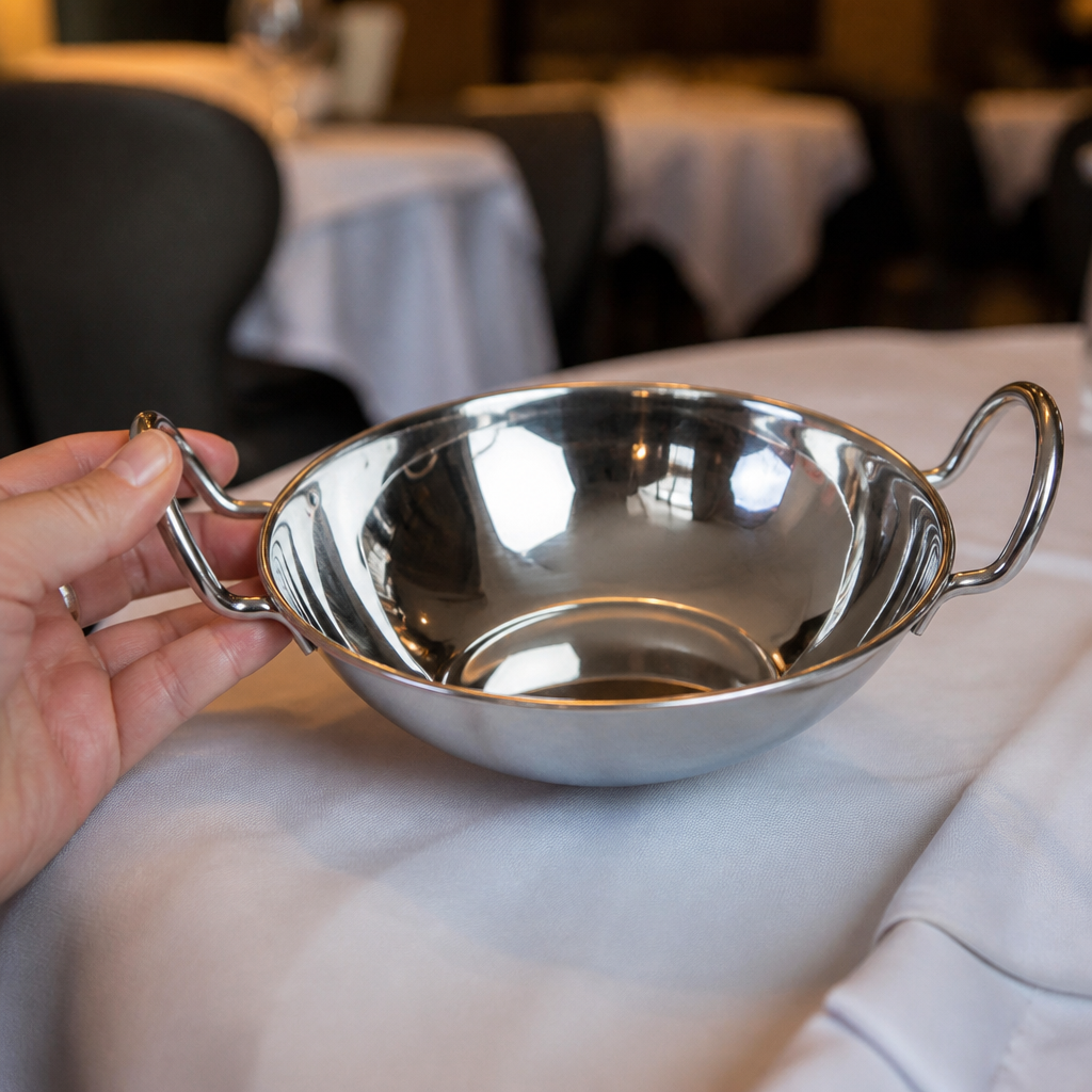 Large Commercial Stainless Steel Balti Serving Dish 2.035Ltr
