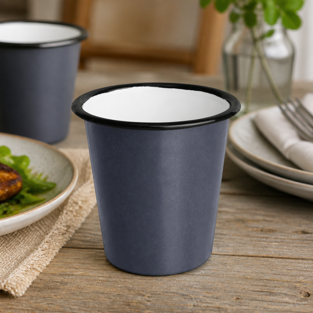 Commercial Enamel Tumblers 310ml Grey 6 Pack