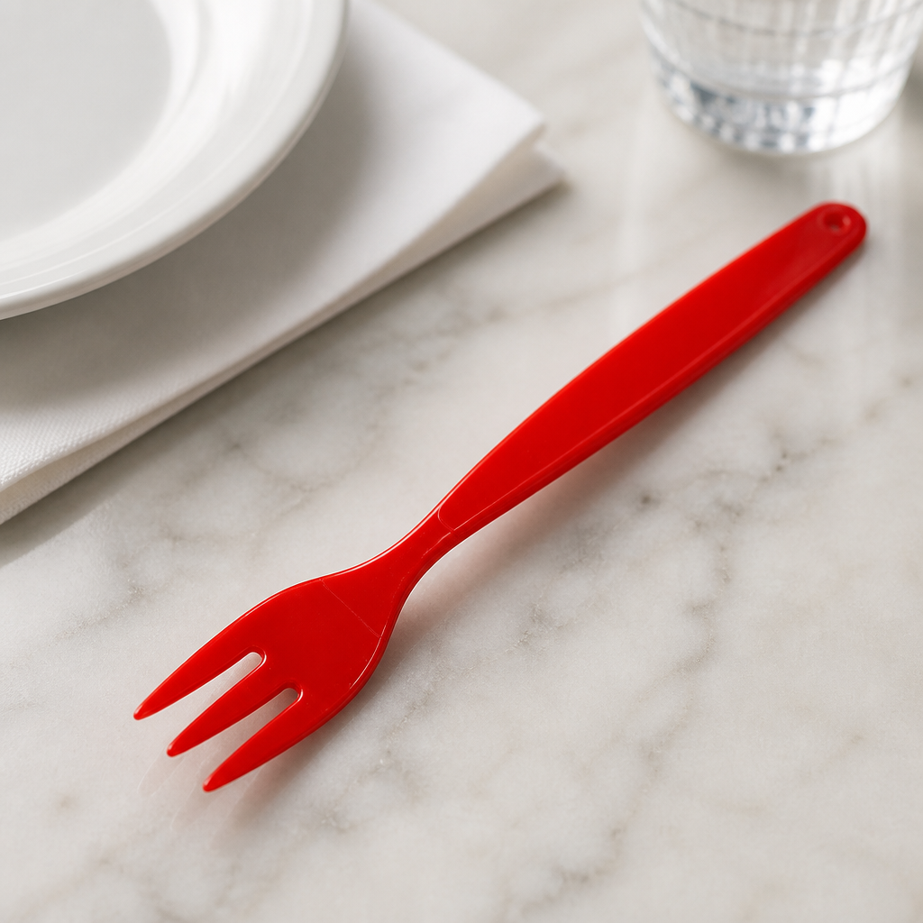 Commercial Polypropylene Table Forks Red - 12 Pack