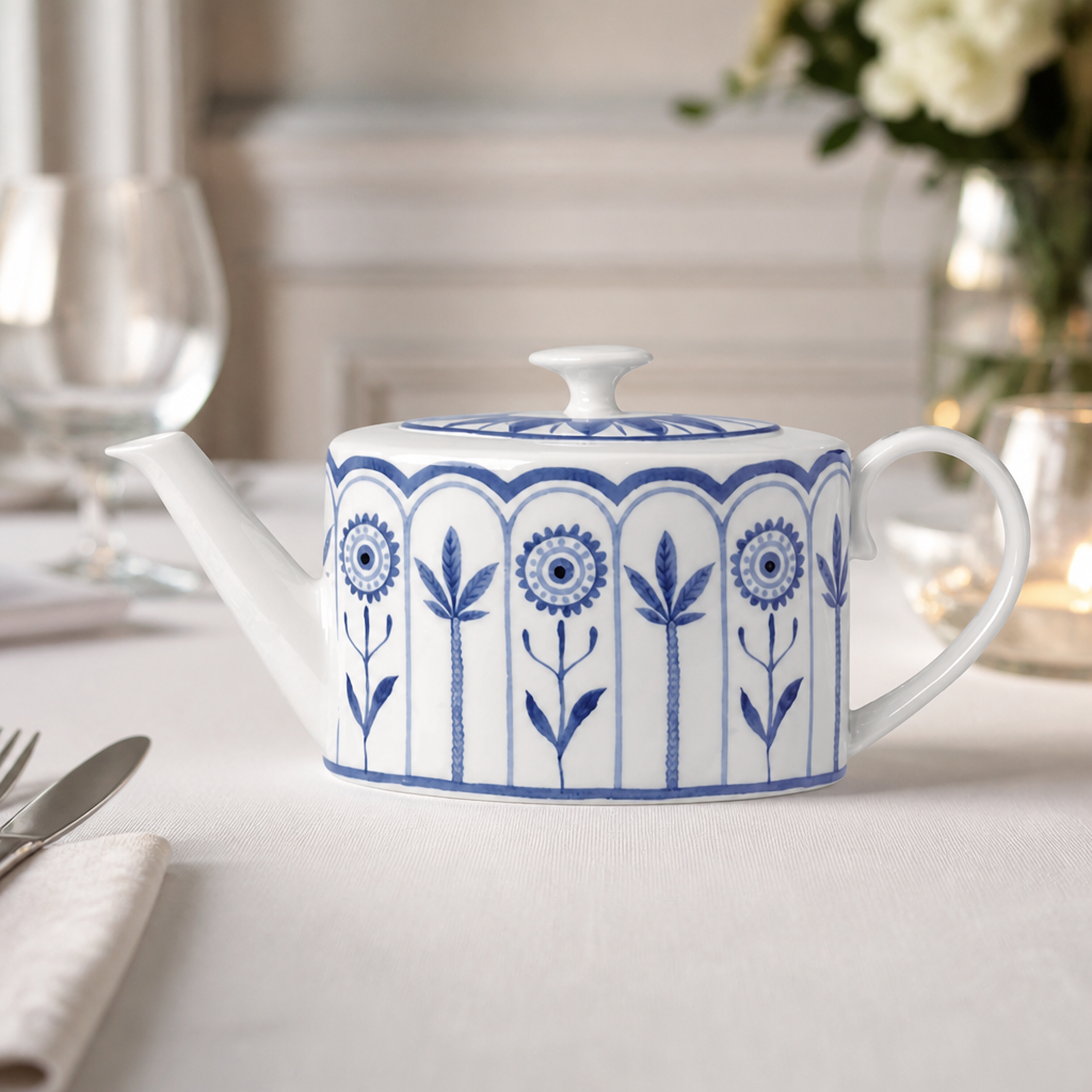 Commercial Oval Teapot 550ml Bone China 2 Cup Set of 6