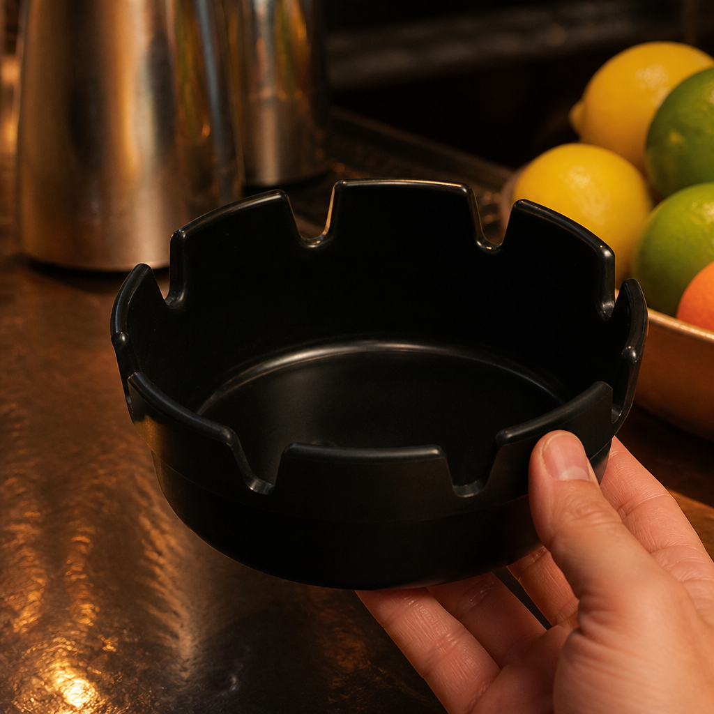 Commercial Black Melamine Outdoor Ashtray 177mm 10 Pack