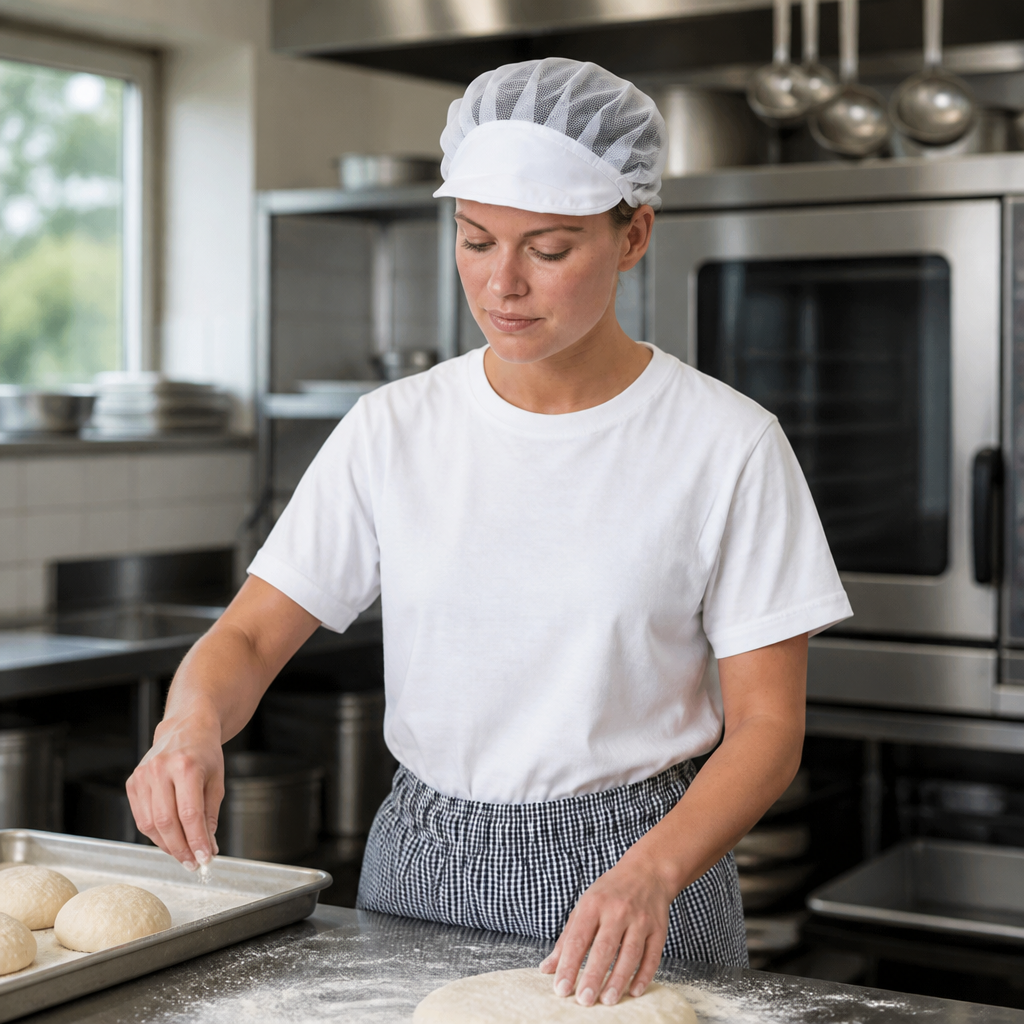 Commercial net peaked hat for catering staff