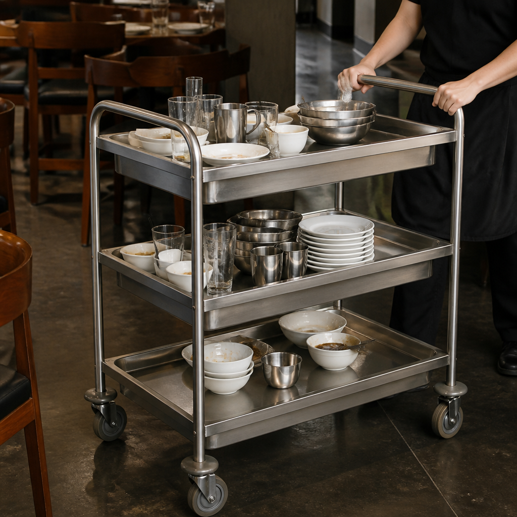 Commercial 3 Tier Deep Tray Clearing Trolley with 150kg capacity