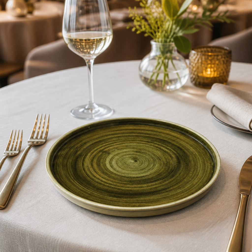 Commercial Plume Walled Plates Green 260mm 6 Pack
