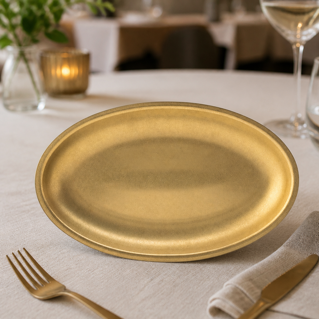 Pack of 6 Commercial Oval Platters in Gold 300x180mm