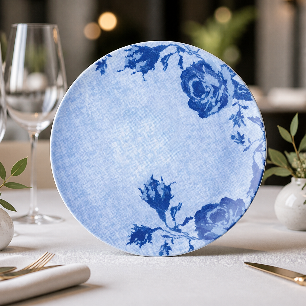 Set of 6 Commercial Boho Coupe Plates Blue 230mm