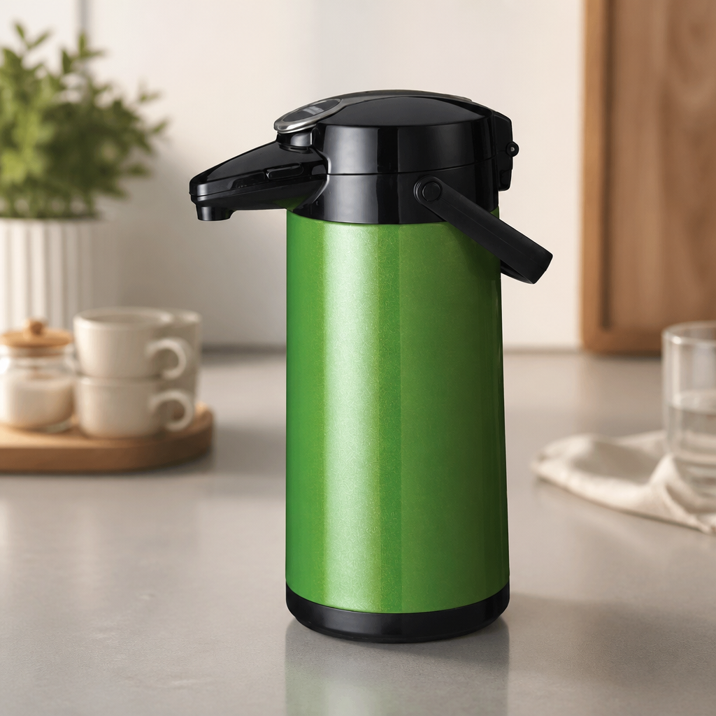 Metallic green 2.2L pump action airpot for hot and cold drinks