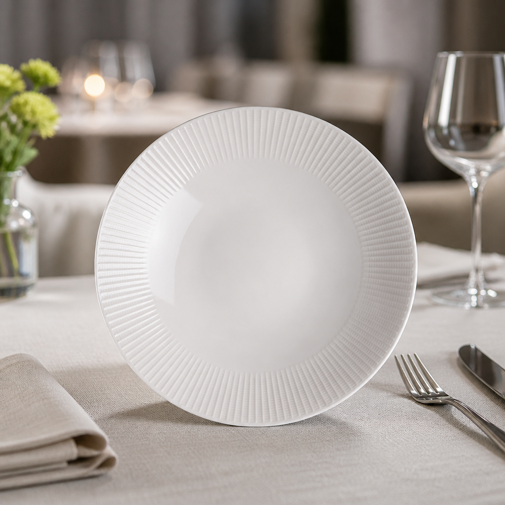 Set of 6 white 280mm deep coupe bowls for commercial use