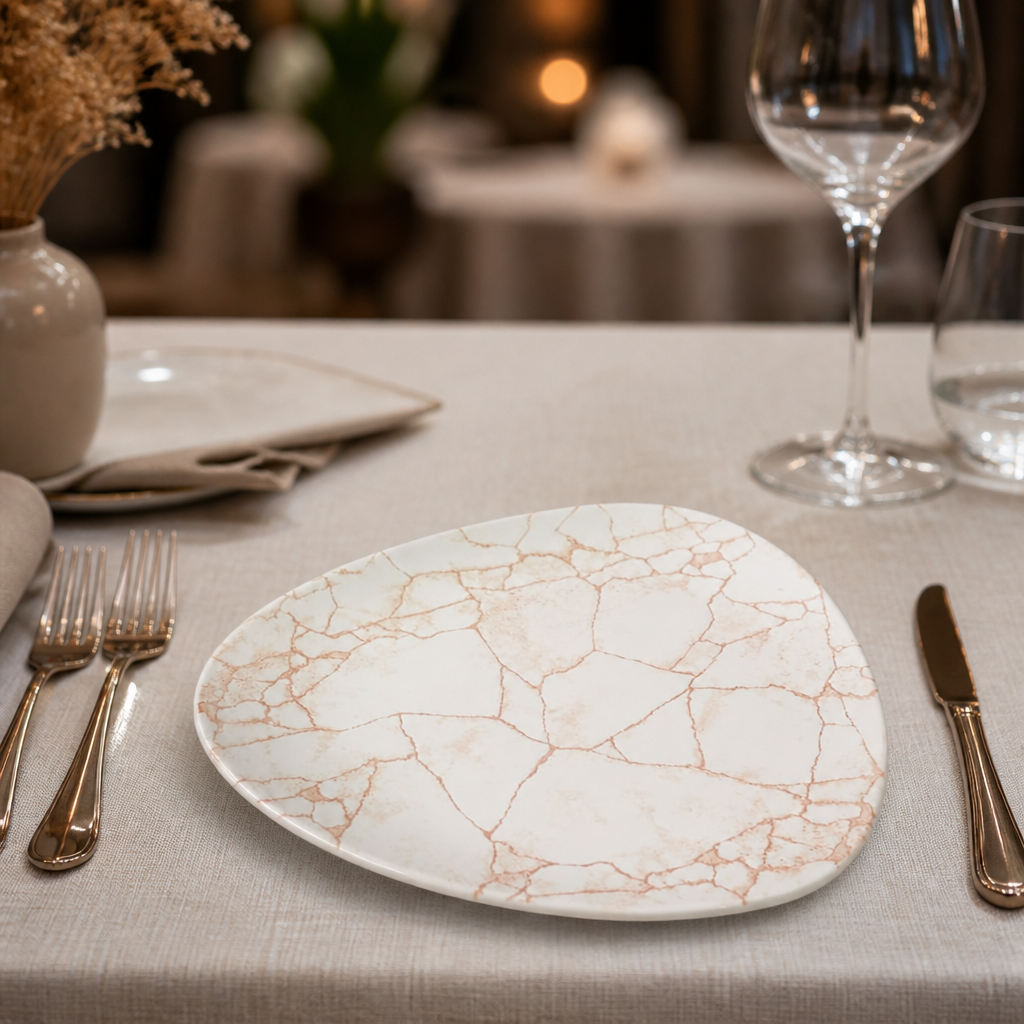 Commercial Kintsugi Plates Coral 228mm - 12 Pack