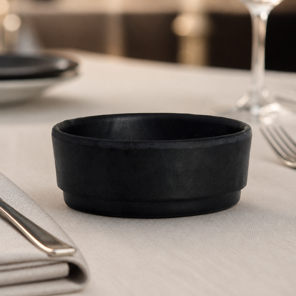Commercial Black Melamine Round Ramekins 73mm - 24 Pack