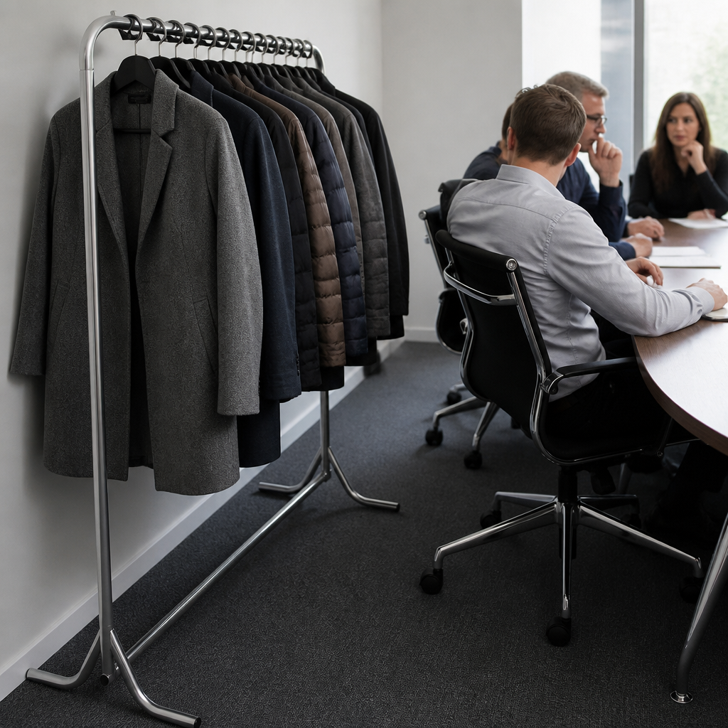 Commercial Cloakroom Coat Rack with 20 Hangers 1200mm Wide