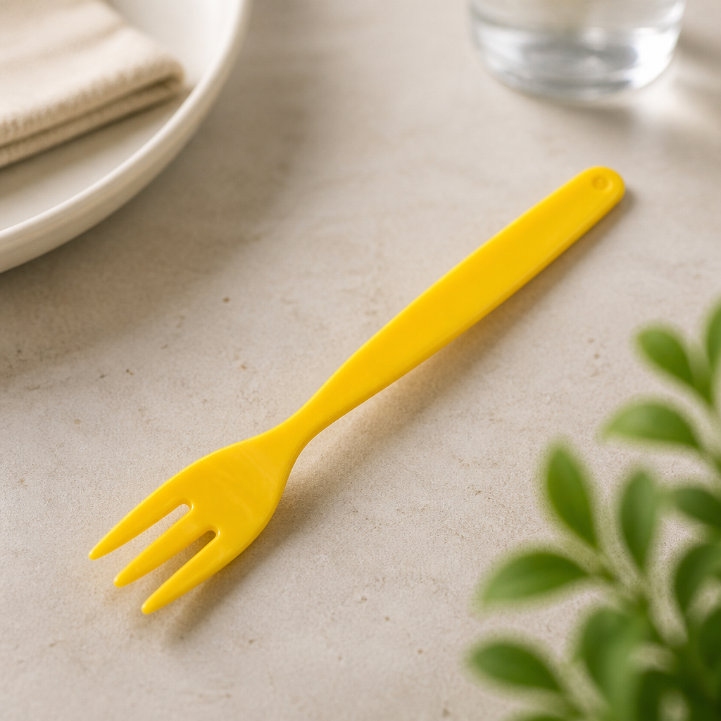 Commercial Polypropylene Forks Yellow 12 Pack Dishwasher Safe