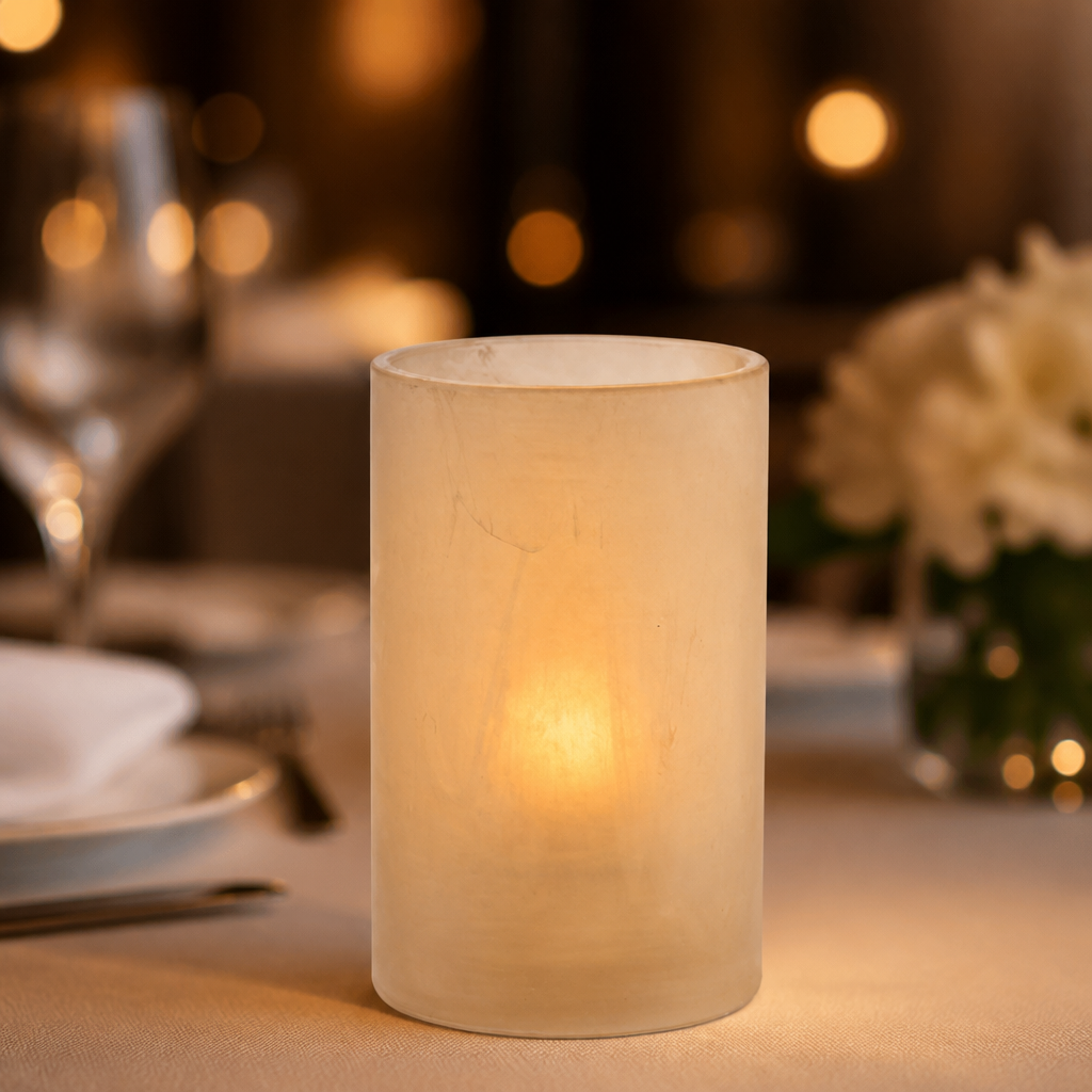 Commercial Table Lamps Amber Satin Glasses 73mm x 114mm 6 Pack