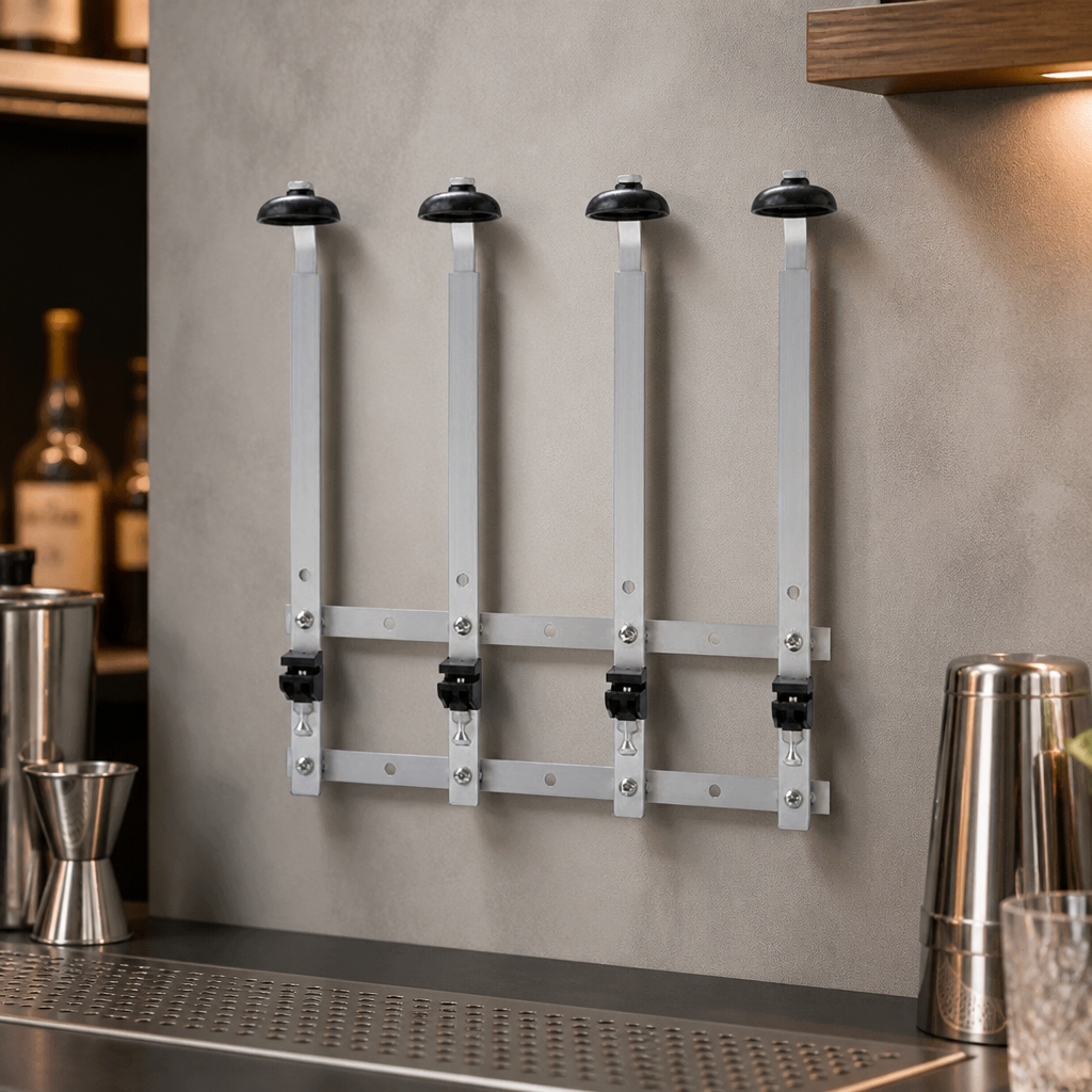Commercial 4-Bottle Wall Rack for Bars and Restaurants