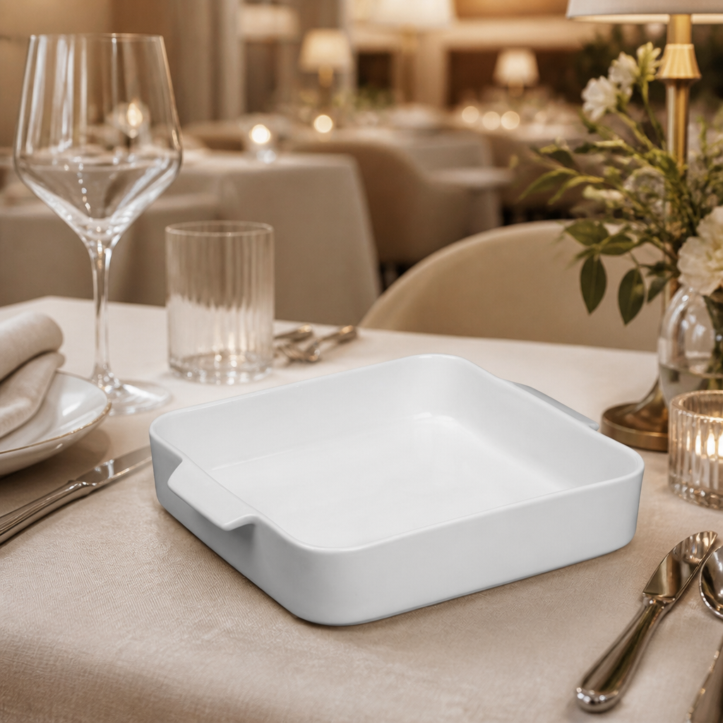 Commercial Whiteware Square Eared Roaster 260x225mm 2 Pack