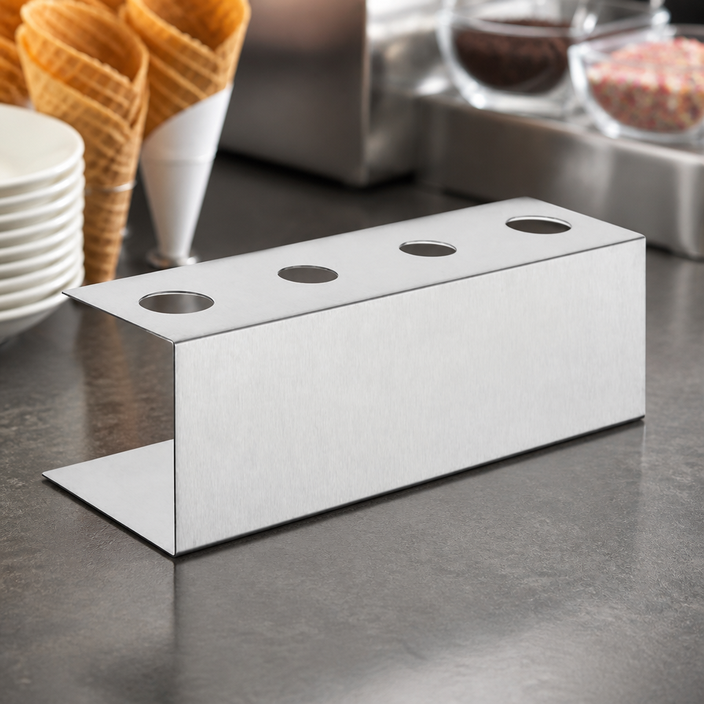 Commercial Ice Cream Cone Holder Stainless Steel 4 Cone Capacity