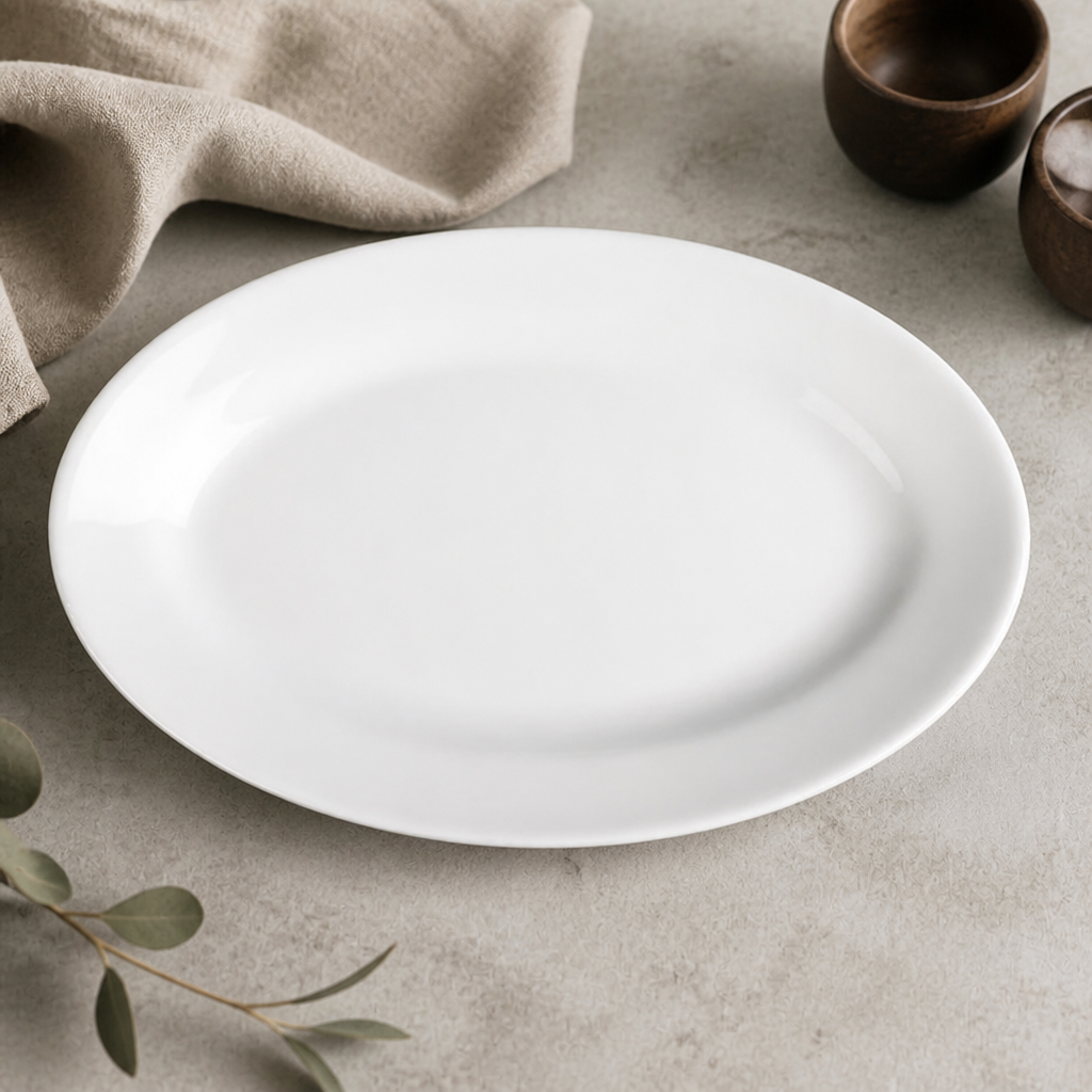 Commercial Oval Serving Plates 230mm Porcelain 12 Pack