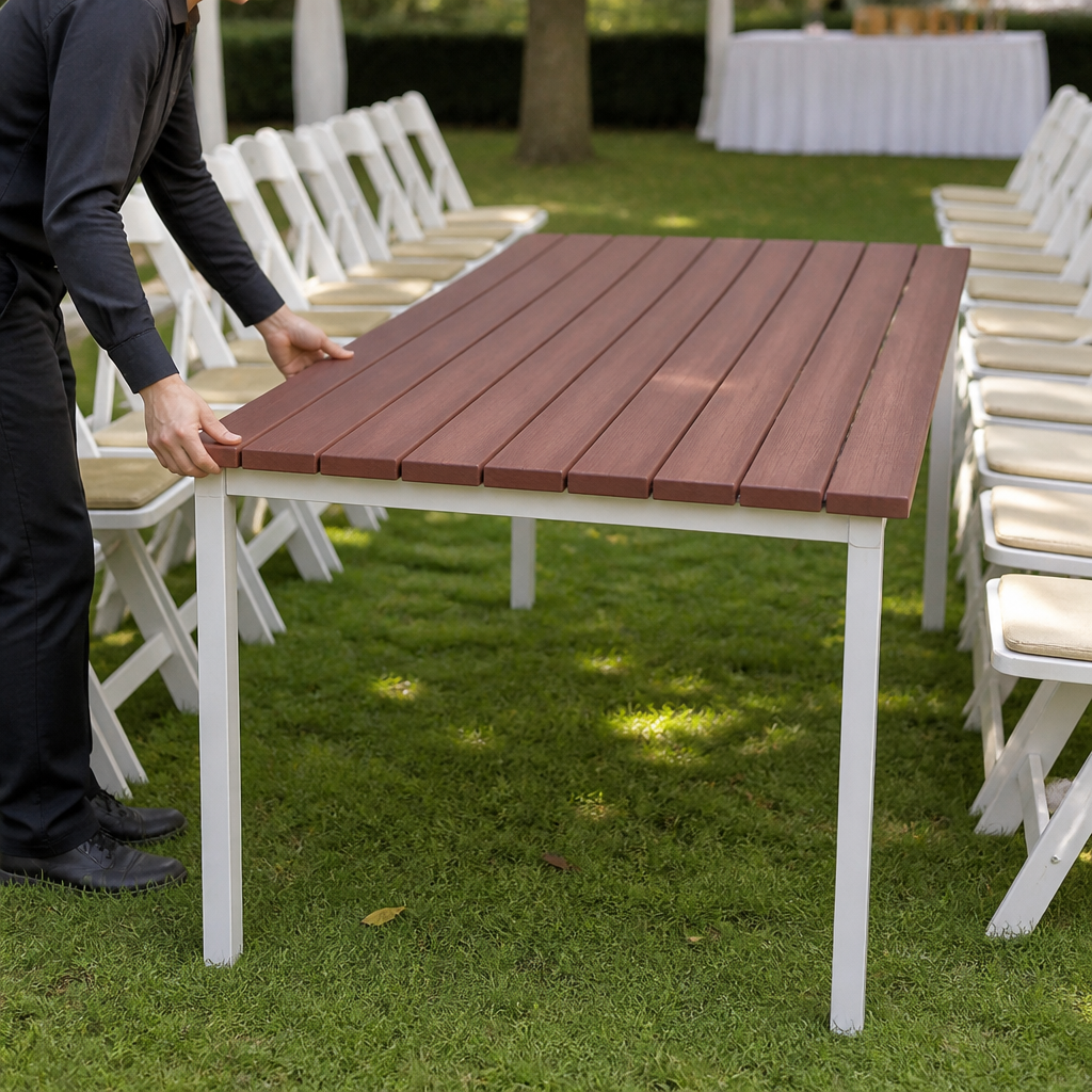 Commercial Outdoor Table 1800mm Walnut Effect