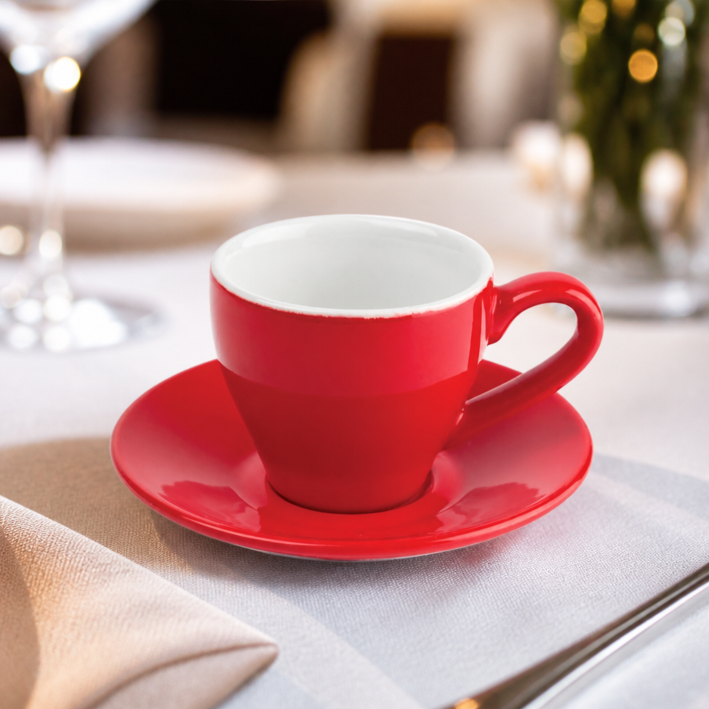 Commercial Espresso Cups 100ml Red Stoneware 12 Pack