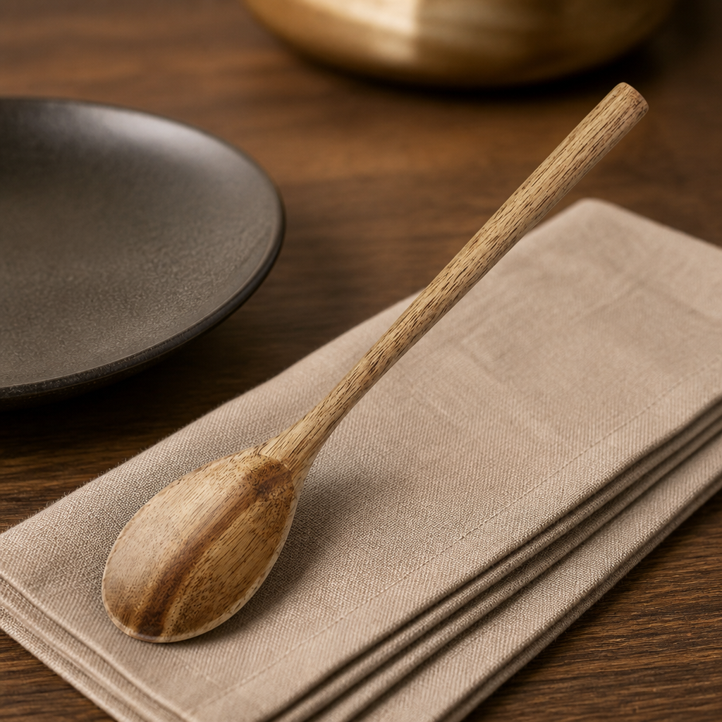 Commercial Acacia Wood Ramen and Pho Spoons 240mm 6 Pack