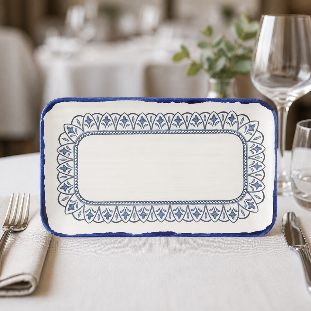 Commercial Rectangular Plates 270x160mm Moresque Style 12 Pack