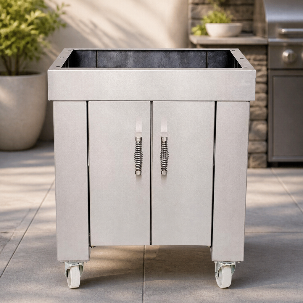 Commercial Stand with Doors for Charcoal Oven - Stainless Steel