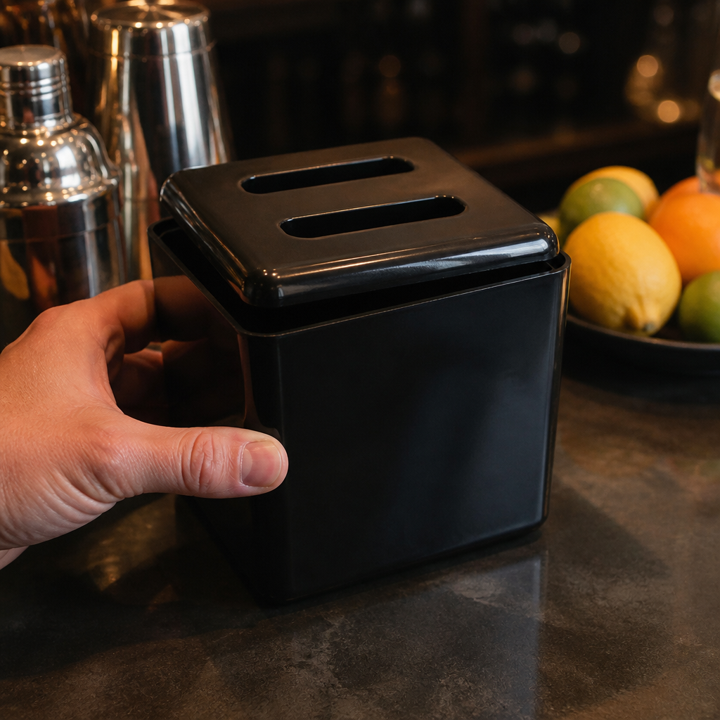 Commercial Insulated Square Ice Bucket 6L Capacity Black