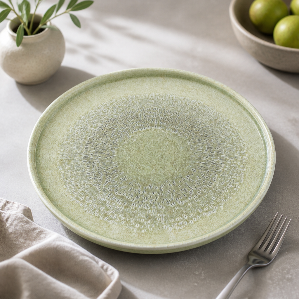 Commercial Walled Plates Speckled Green 260mm - 6 Pack