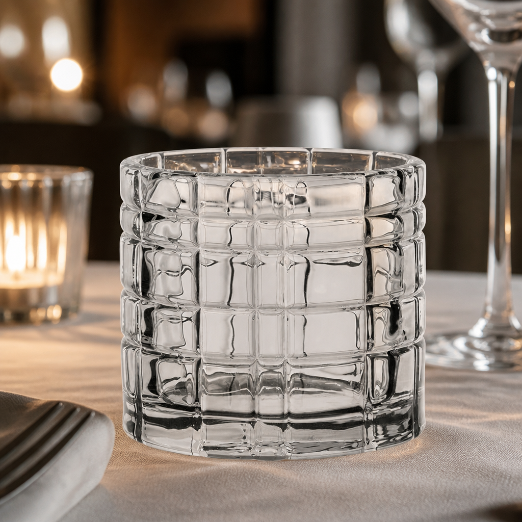 Pack of 6 clear glass tealight holders 60mm