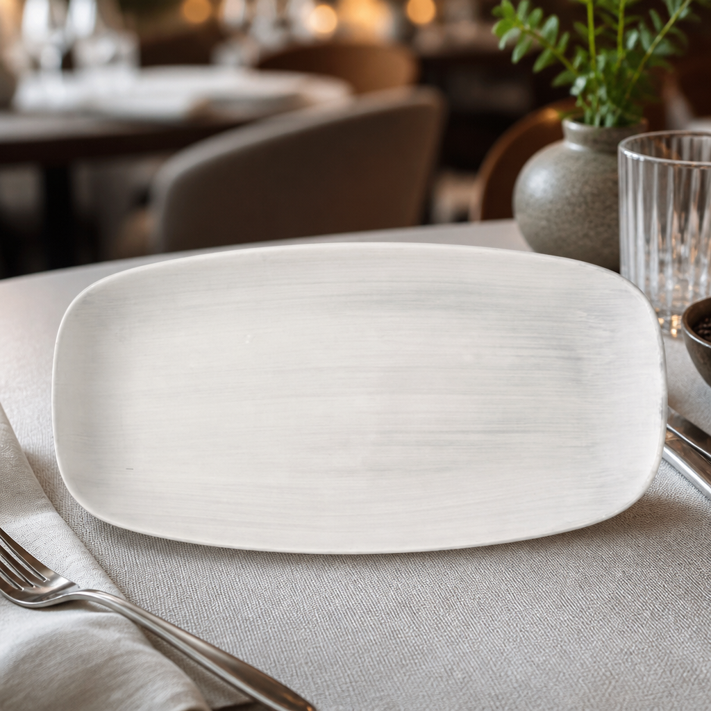 Commercial Oblong Plates 280 x 152mm Grey - 12 Pack