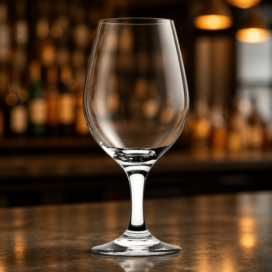 380ml stemmed amber beer glasses in a 24 pack