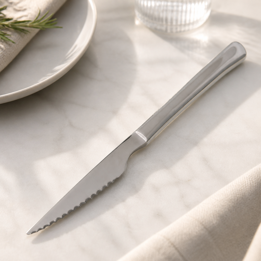 Commercial Steak Knives Set of 12 - Ergonomic 8" Serrated Blades
