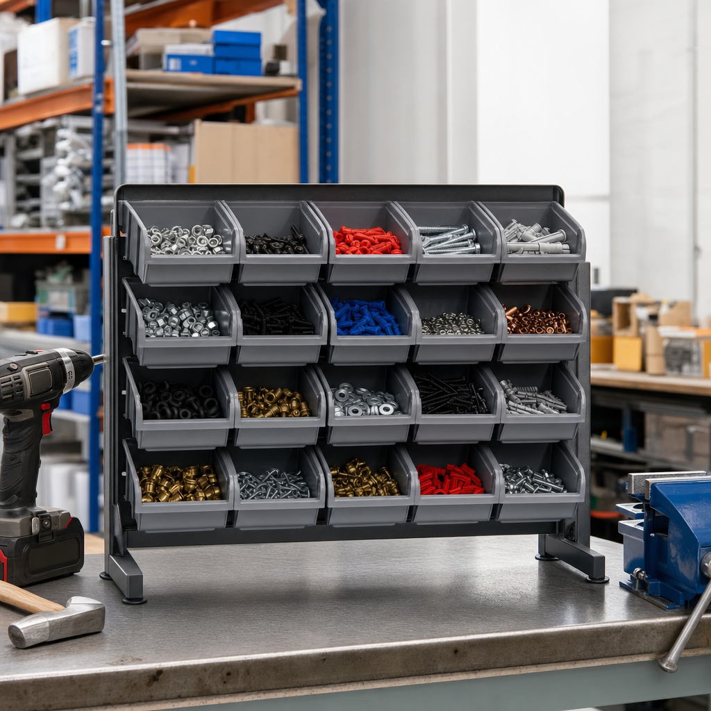 Benchtop Small Parts Bin Stand with 20 Bins