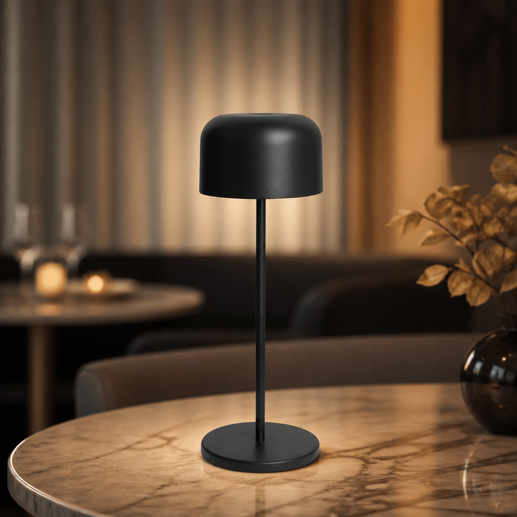 300mm Cordless Table Lamp with USB Charging Base Black