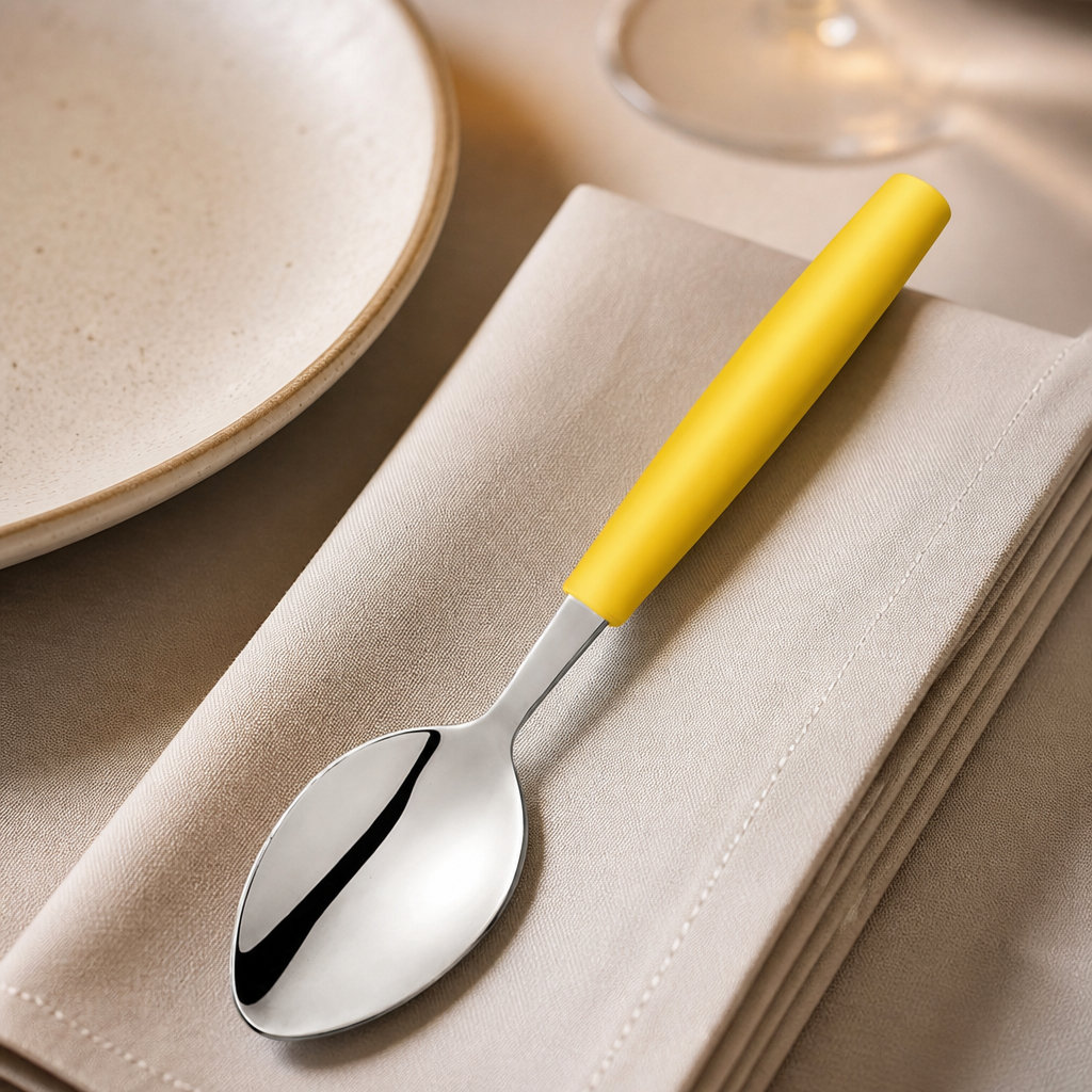 Commercial Stainless Steel Tablespoons Yellow 12 Pack 195mm