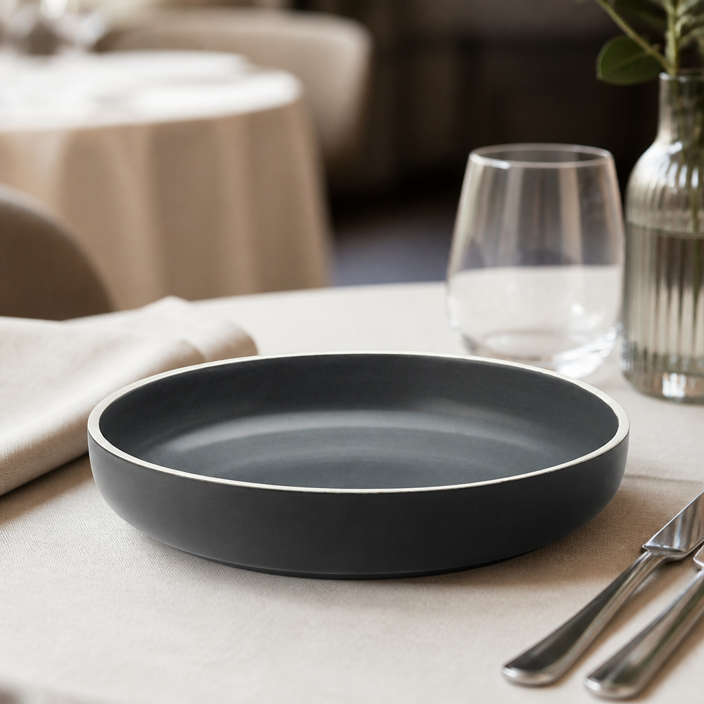 Commercial Vitrified Porcelain Bowls 240mm Charcoal 6 Pack