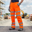Professional High Visibility Polycotton Cargo Trousers for Women with Flexi-Waist System and Multiple Pockets in Orange