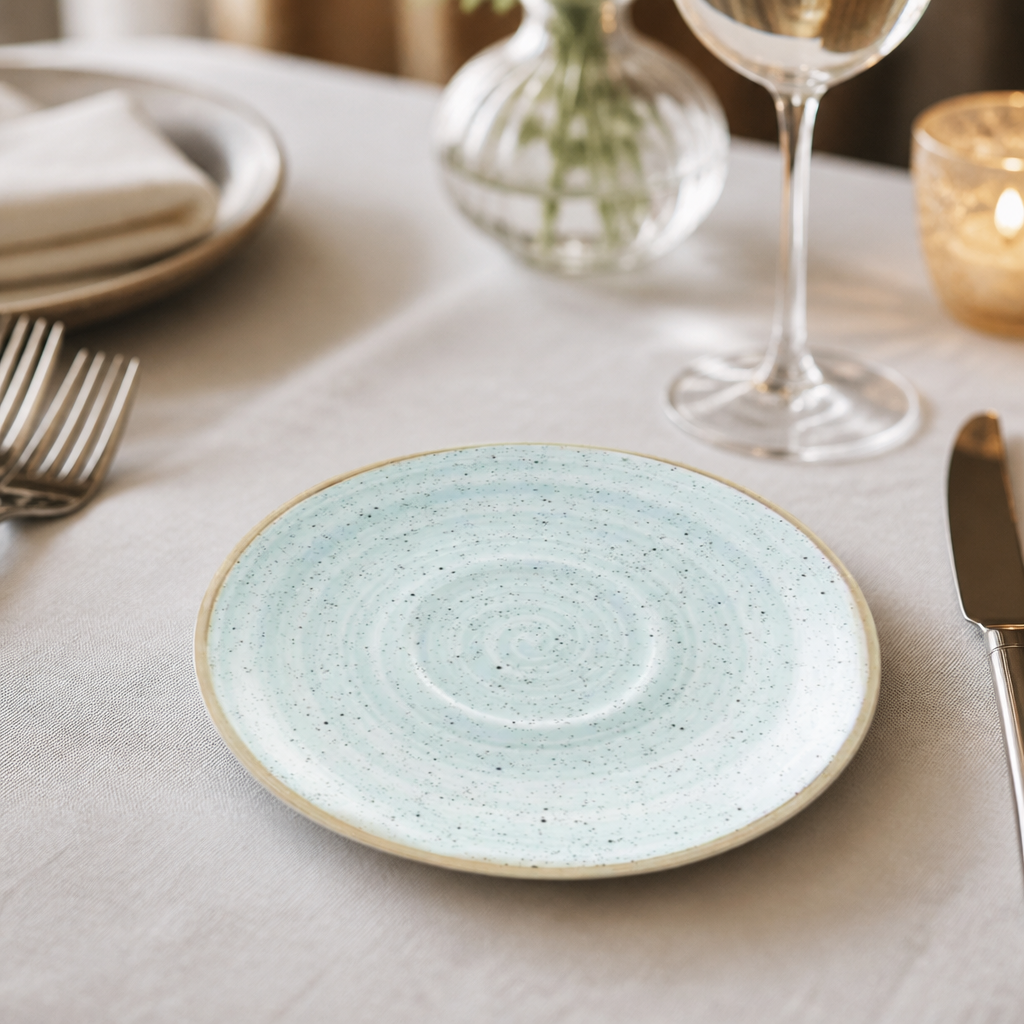 Commercial Round Cappuccino Saucers 185mm Duck Egg Blue
