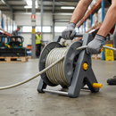 Premium Compact Freestanding Hose Reel with 25m Multi-Purpose Hose, Adjustable Nozzle, and Connectors for Easy Gardening