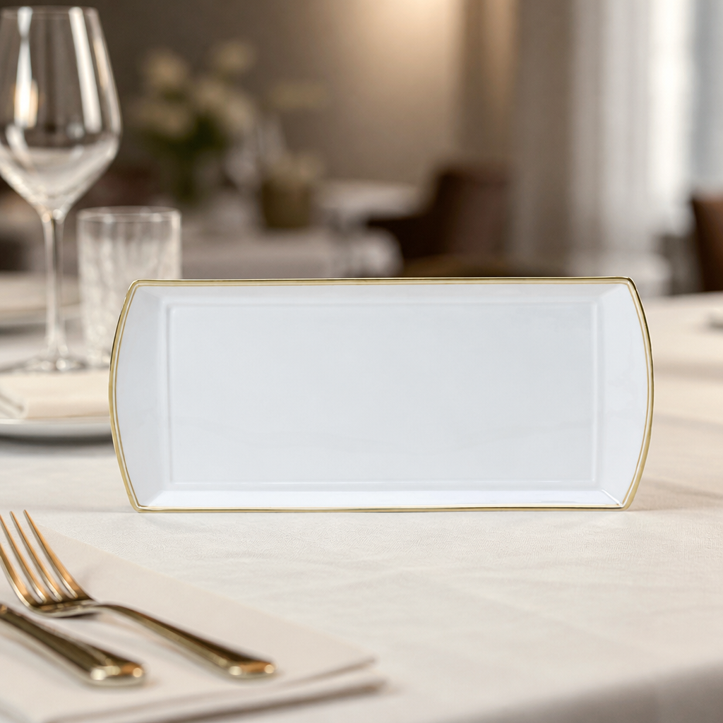 Commercial Burnished Gold Rectangle Trays 340x150mm 12 Pack