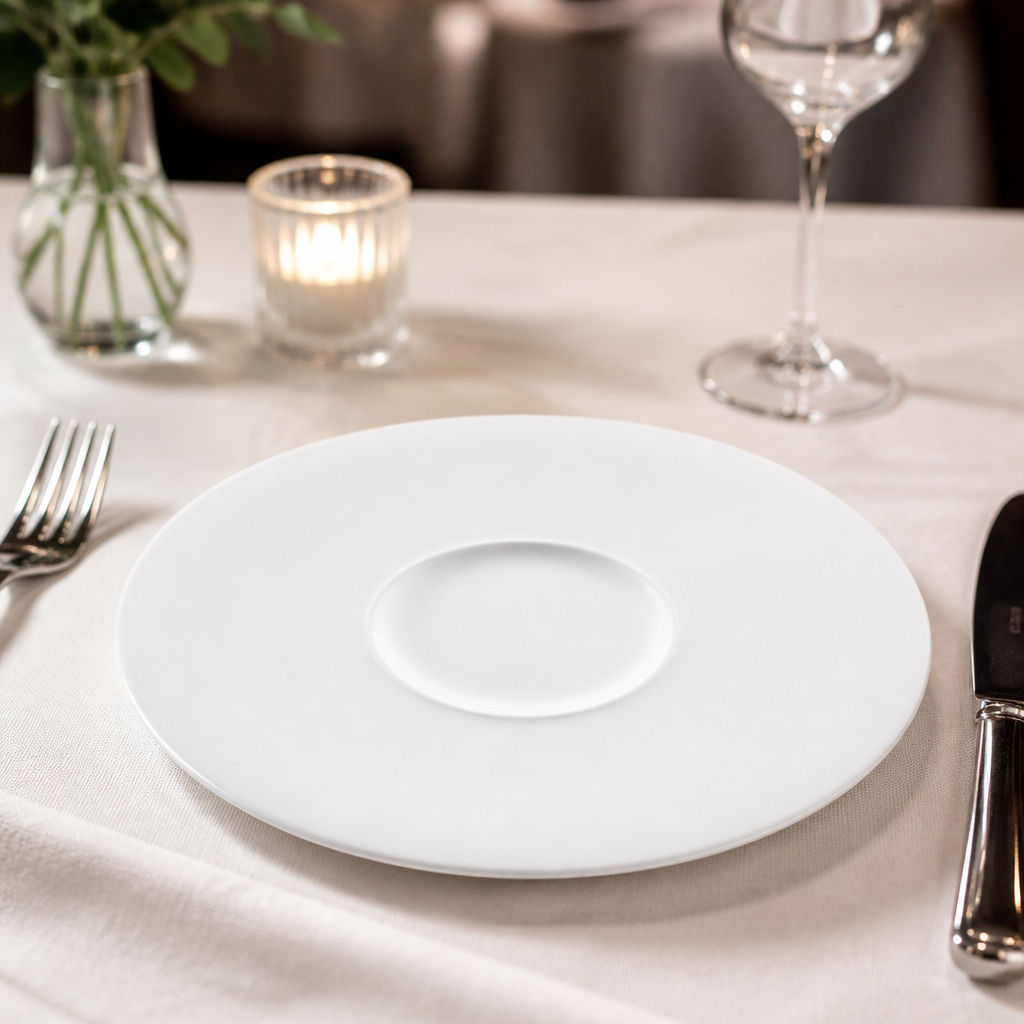 Commercial Wide Rim Plates 286mm Porcelain 6 Pack