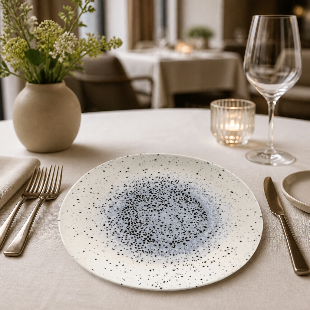 Commercial round plates 264mm blue super vitrified ceramic 12 pack