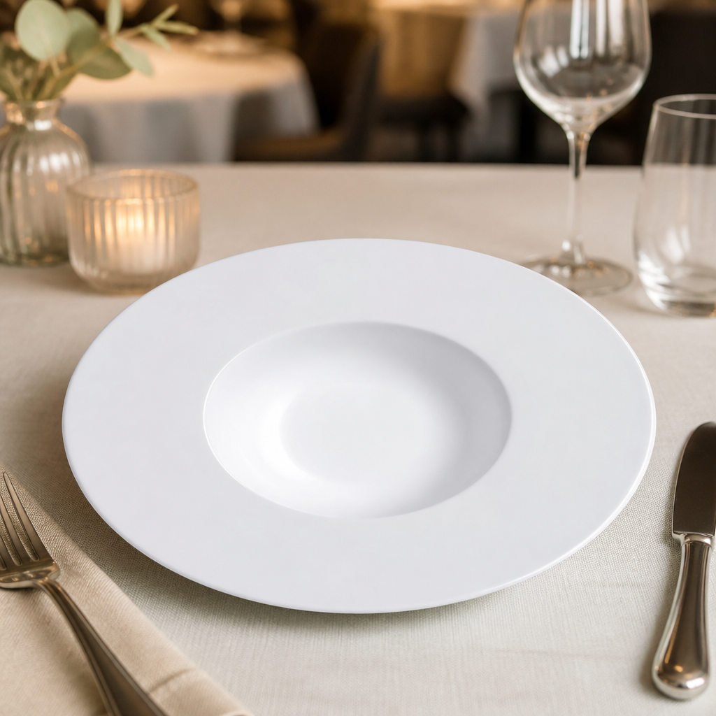 Commercial Flat Wide Rim Bowls 230mm - 12 Pack