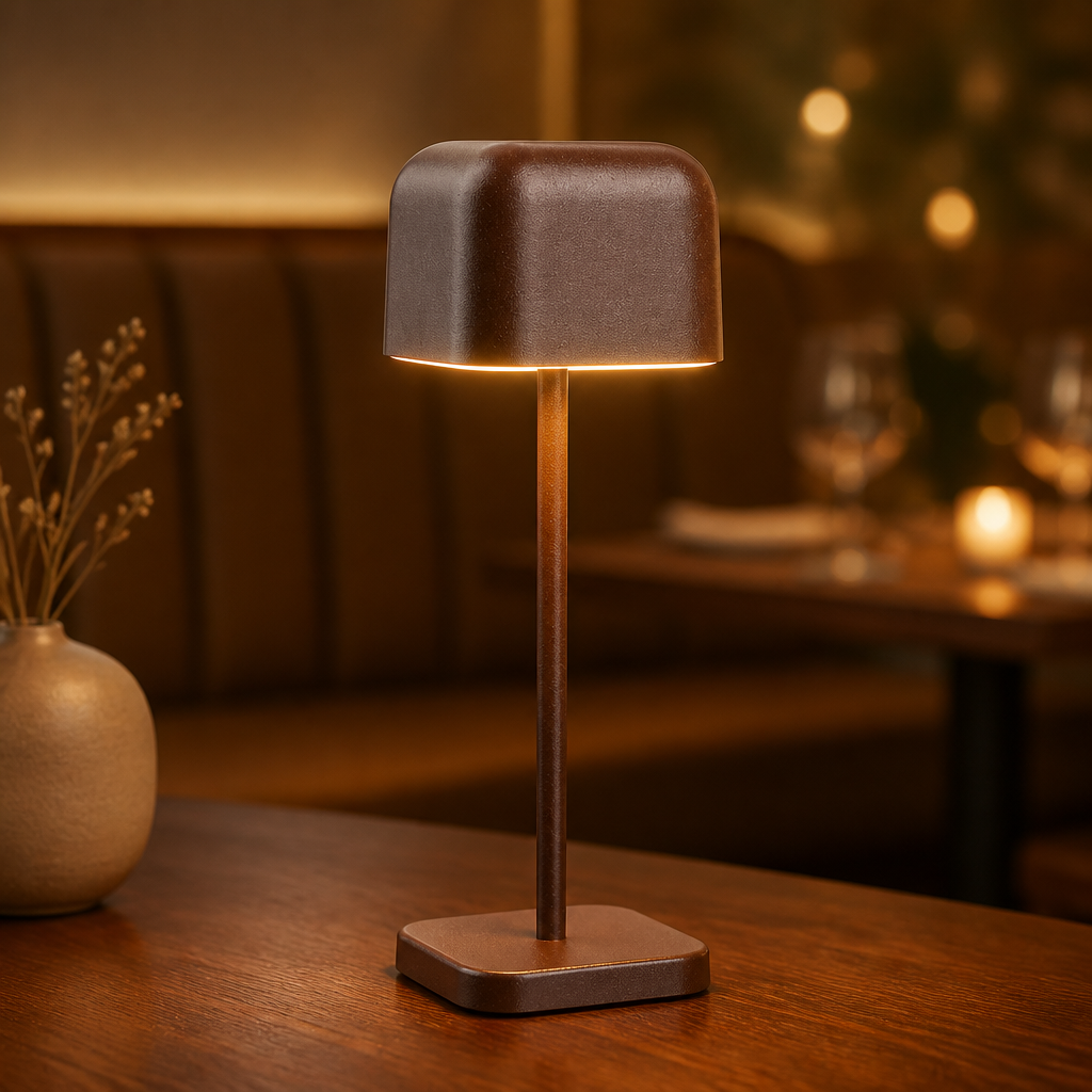 Table Lamp Squared Dome Chestnut 200mm