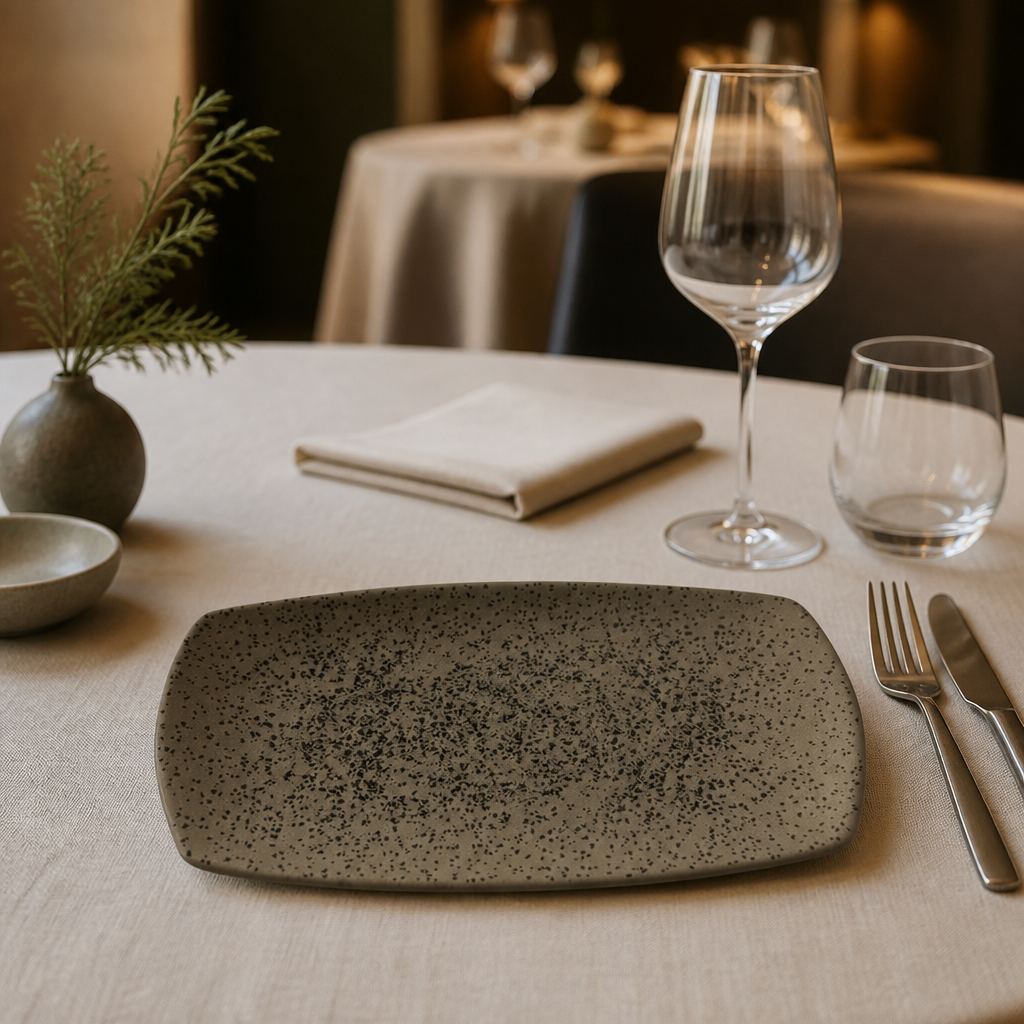 Commercial Rectangular Plates Flint Grey 355mm 6 Pack