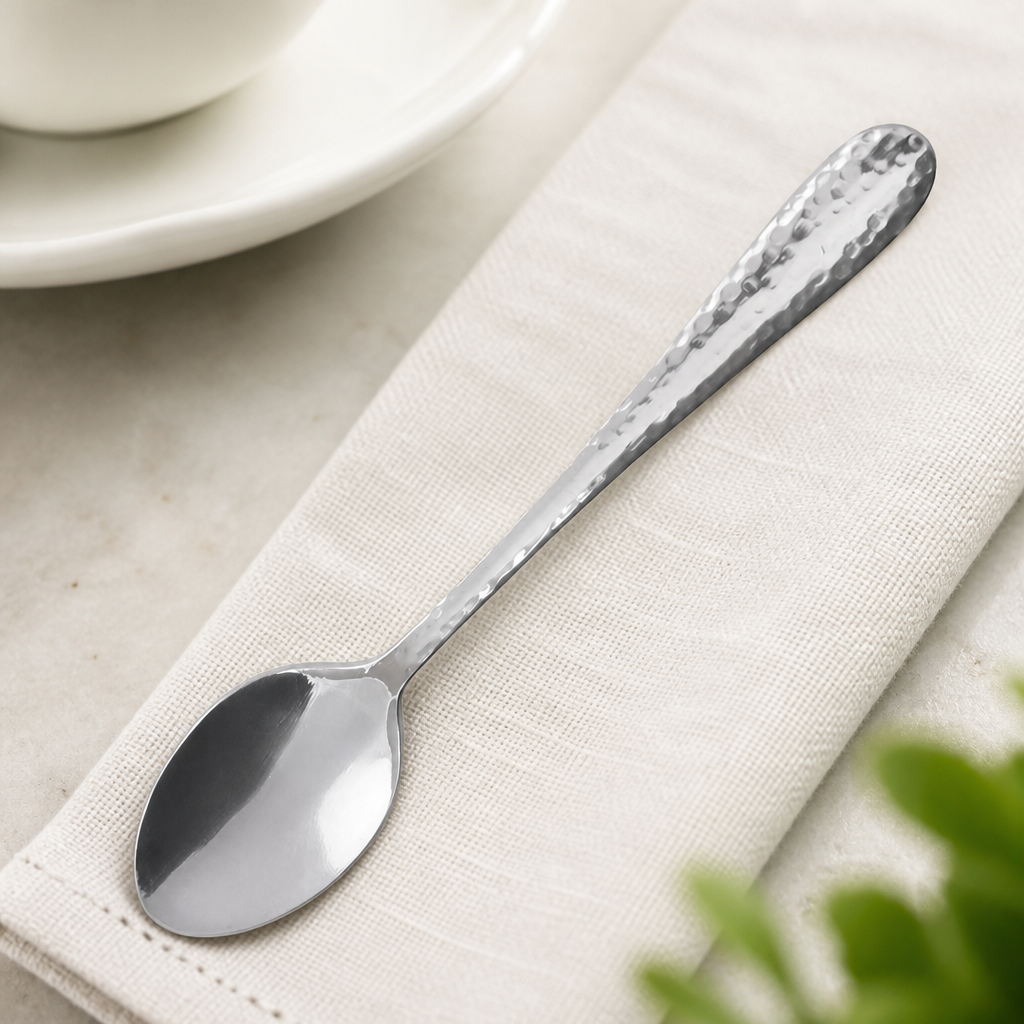 Commercial Hammered Effect Tea Spoons 12 Pack