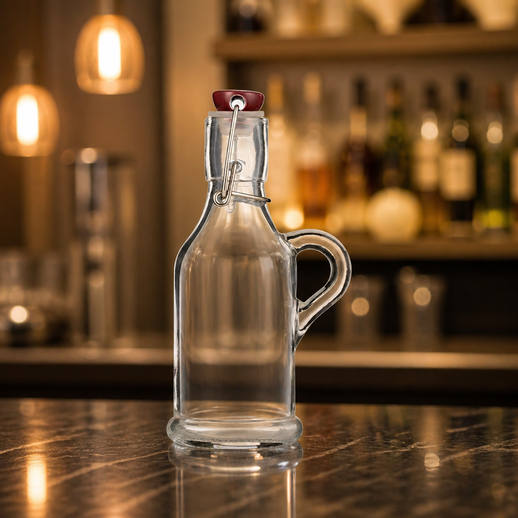 200ml Commercial Glass Clip Top Bottle with Handle